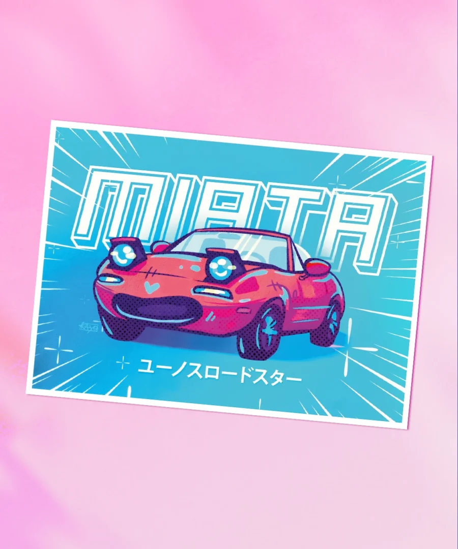 Print Miata niebieskie tło