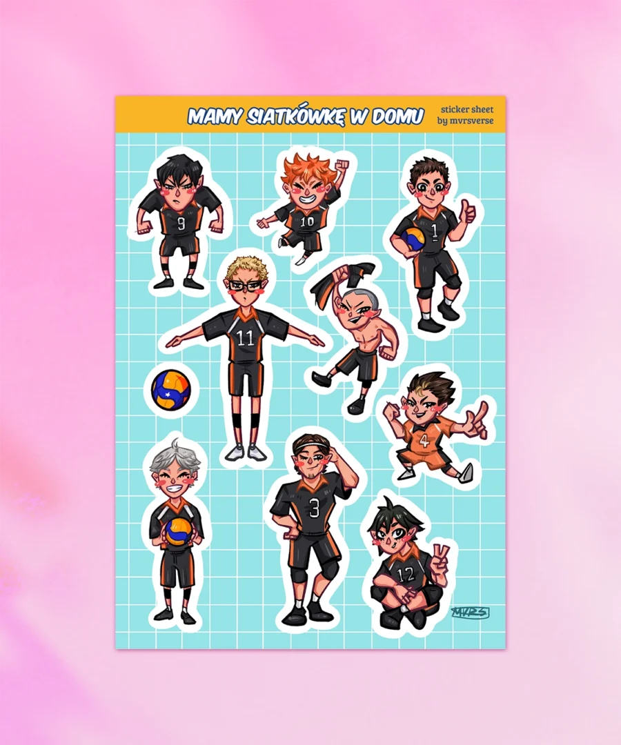 Arkusz Naklejek Mamy Siatkówke w Domu HAIKYUU!
