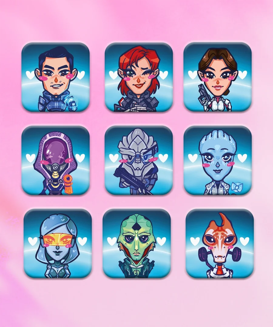 Przypinki kwadratowe Mass Effect